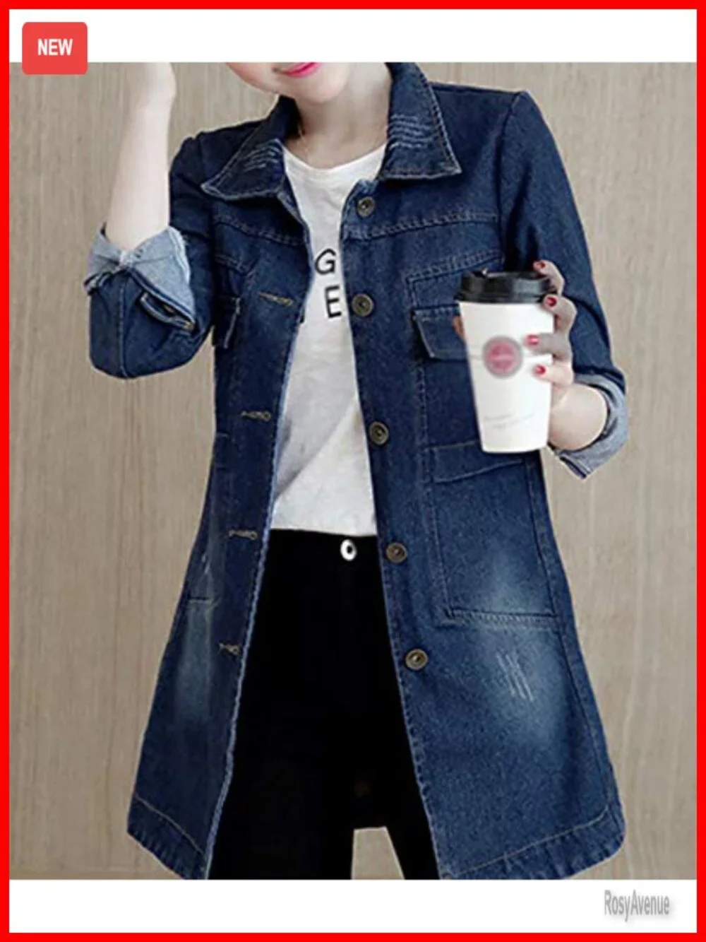Distressed Denim Jacket Long Sleeve Button Down Fringed Coat Outerwear
